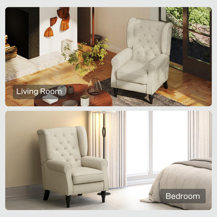 Vintage Wingback Accent Chair for Living Room and Bedroom - Cream White