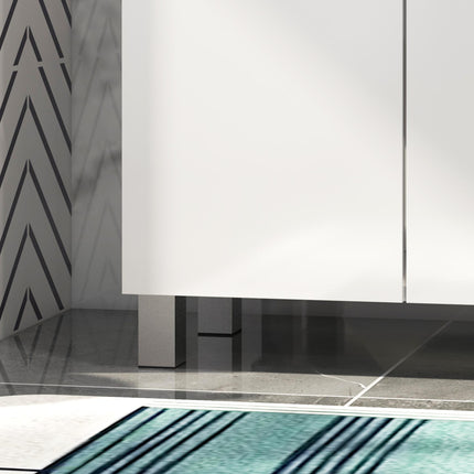 High Gloss Freestanding Bathroom Cabinet with Drawer and Adjustable Shelf - White