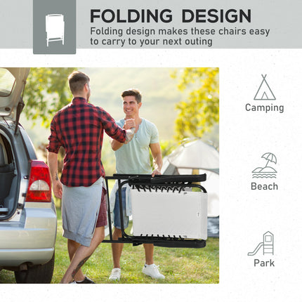 Pieces Patio Folding Chair Set 4-Pack with Armrest Steel Frame for Outdoor Camping Pool Beach - Cream White
