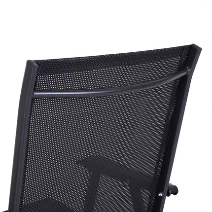 Set of 6 Folding Metal Frame Garden Chairs with Breathable Mesh Seat - Black