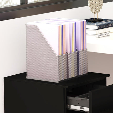 3-Drawer Vertical Steel Filing Cabinet with Lock, Pencil Tray & Adjustable Hanging Bar for A4 Legal Files - Black