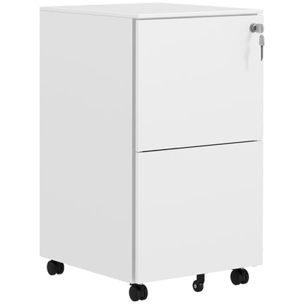 2-Drawer Steel Vertical Filing Cabinet with Lock & Adjustable Hanging Bars for A4, Legal, Letter Files - White