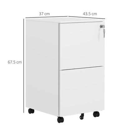2-Drawer Steel Vertical Filing Cabinet with Lock & Adjustable Hanging Bars for A4, Legal, Letter Files - White