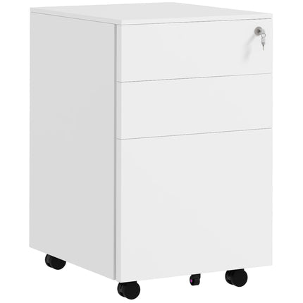 3-Drawer Vertical Steel Filing Cabinet with Lock, Pencil Tray & Adjustable Hanging Bar for A4 & Letter - White
