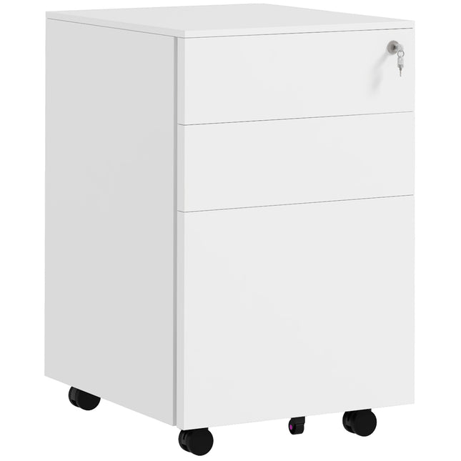 3-Drawer Vertical Steel Filing Cabinet with Lock, Pencil Tray & Adjustable Hanging Bar for A4 & Letter - White