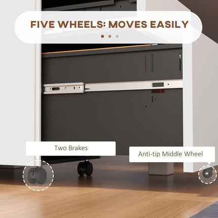 3-Drawer Vertical Steel Filing Cabinet with Lock, Pencil Tray & Adjustable Hanging Bar for A4 & Letter - White