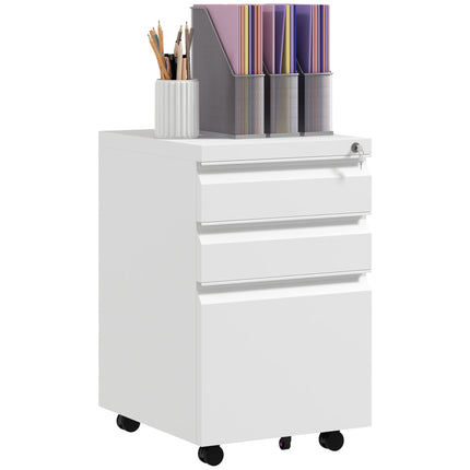 3-Drawer Filing Cabinet with Lock, Mobile Steel File Cabinet for A4, Legal and L