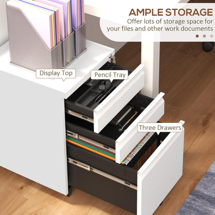 3-Drawer Filing Cabinet with Lock, Mobile Steel File Cabinet for A4, Legal and L