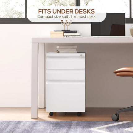 3-Drawer Filing Cabinet with Lock, Mobile Steel File Cabinet for A4, Legal and L