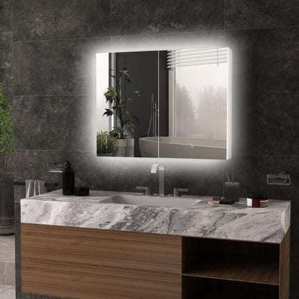 Modern Bathroom Mirror Cabinet with Adjustable Shelves and USB Charging - White