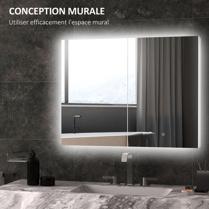 Modern Bathroom Mirror Cabinet with Adjustable Shelves and USB Charging - White
