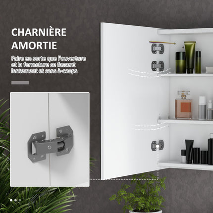 Modern Bathroom Mirror Cabinet with Adjustable Shelves and USB Charging - White