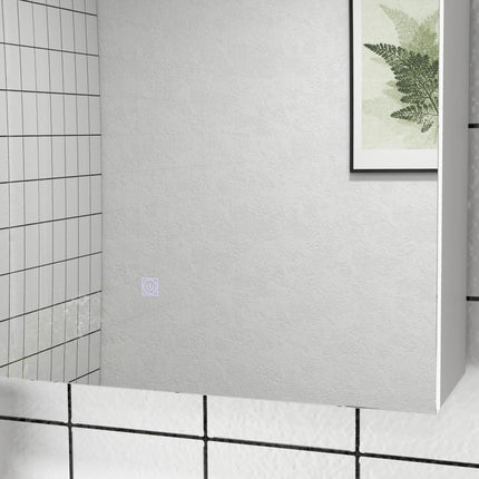 Modern Bathroom Mirror Cabinet with Adjustable Shelves and USB Charging - White