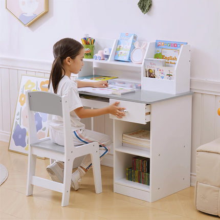 Kids 2 Piece Desk and Chair Set with Storage - Grey