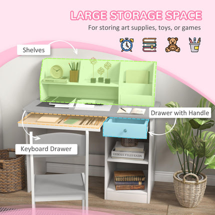 Kids 2 Piece Desk and Chair Set with Storage - Grey