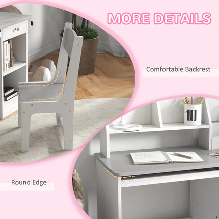 Kids 2 Piece Desk and Chair Set with Storage - Grey