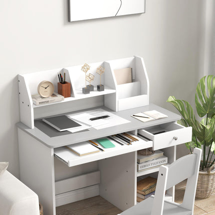 Kids 2 Piece Desk and Chair Set with Storage - Grey