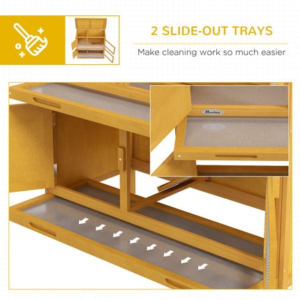 Two-Tier Rabbit Hutch for 1-2 Rabbits with Removable Trays - Brown