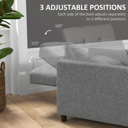 3-in-1 Convertible Sleeper Chair Bed with Adjustable Backrest, Pillow & Footrest - Grey