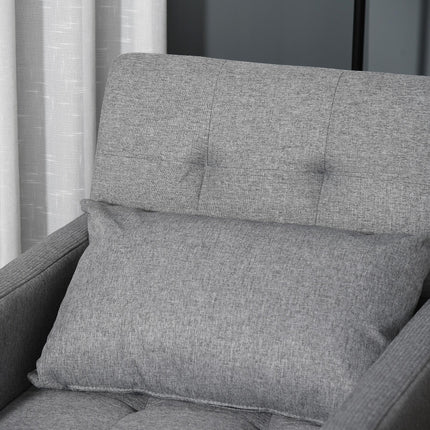 3-in-1 Convertible Sleeper Chair Bed with Adjustable Backrest, Pillow & Footrest - Grey
