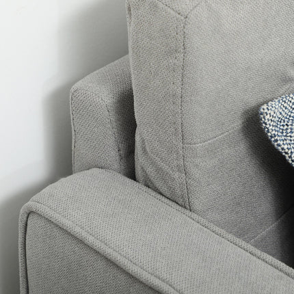 Modern 2 Seater Loveseat Sofa with Hidden Storage and Tufted Cotton Upholstery - Light Grey