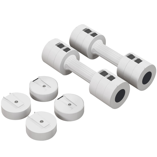 Set of 2 Adjustable 5kg Steel Dumbbells for Home Gym Workout - White