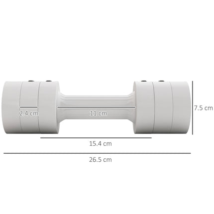Set of 2 Adjustable 5kg Steel Dumbbells for Home Gym Workout - White