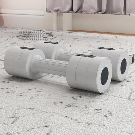 Set of 2 Adjustable 5kg Steel Dumbbells for Home Gym Workout - White