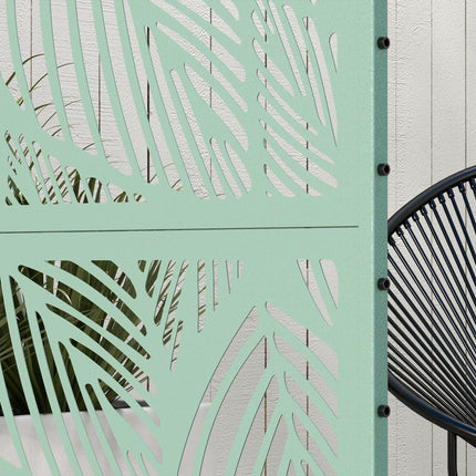 Metal Decorative Privacy Screen Outdoor Divider, Green Leaf