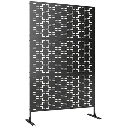 Metal Decorative Privacy Screen Outdoor Divider, Black Grid