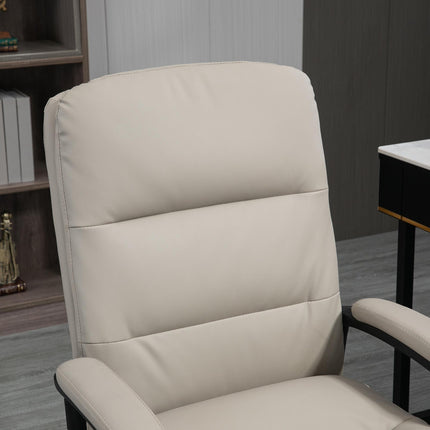 High Back PU Leather Office Desk Chair with Double-tier Padding, Adjustable Height & Swivel Wheels - Light Grey