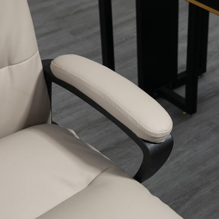 High Back PU Leather Office Desk Chair with Double-tier Padding, Adjustable Height & Swivel Wheels - Light Grey