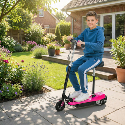 Folding Steel Electric Scooter with Warning Bell 15km/h for Kids 4-14 Years - Pink