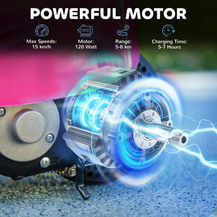 Folding Steel Electric Scooter with Warning Bell 15km/h for Kids 4-14 Years - Pink
