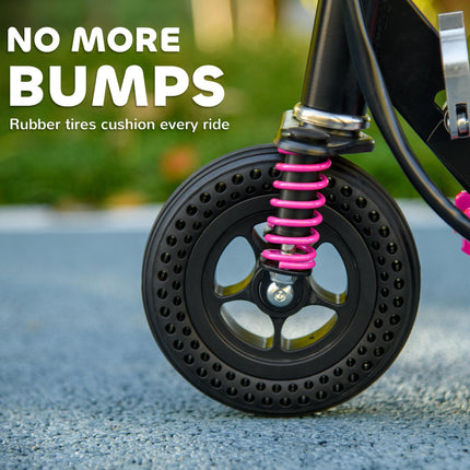 Folding Steel Electric Scooter with Warning Bell 15km/h for Kids 4-14 Years - Pink