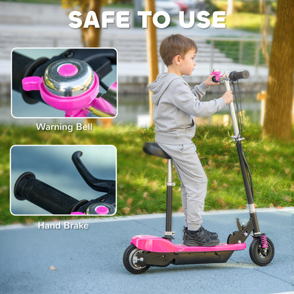 Folding Steel Electric Scooter with Warning Bell 15km/h for Kids 4-14 Years - Pink