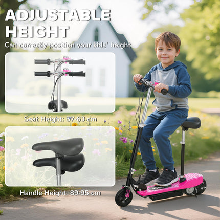Folding Steel Electric Scooter with Warning Bell 15km/h for Kids 4-14 Years - Pink