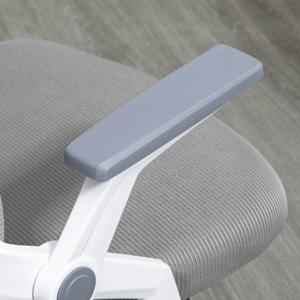 Mesh Office Chair with Lumbar Support, Flip-up Armrests, Adjustable Height & Swivel Wheels - Grey