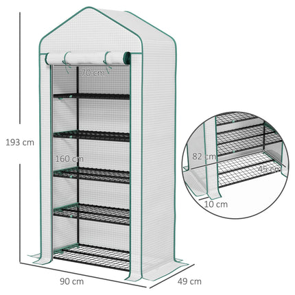 5 Tier Portable Mini Greenhouse with Reinforced PE Cover - White