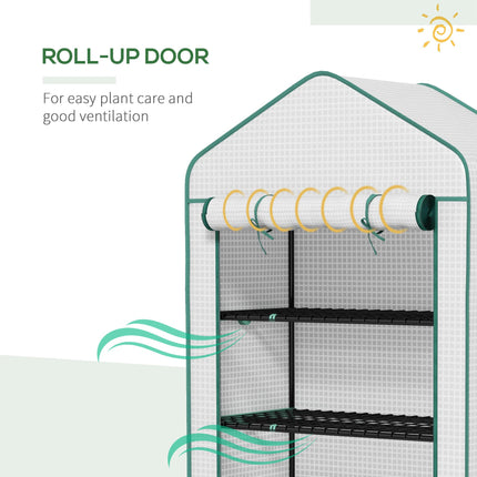 5 Tier Portable Mini Greenhouse with Reinforced PE Cover - White