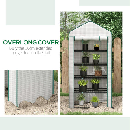 5 Tier Portable Mini Greenhouse with Reinforced PE Cover - White