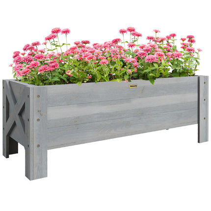 58L Fir Wood Raised Garden Bed Planter for Outdoor Patio - Grey