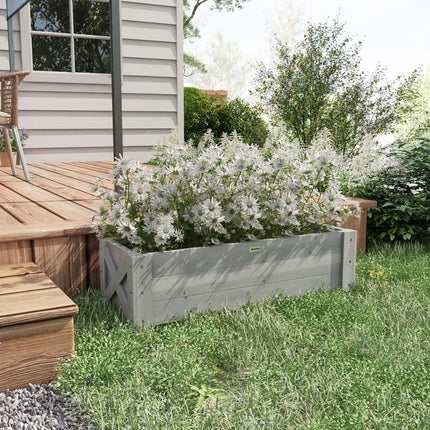 58L Fir Wood Raised Garden Bed Planter for Outdoor Patio - Grey