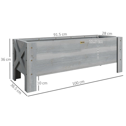 58L Fir Wood Raised Garden Bed Planter for Outdoor Patio - Grey