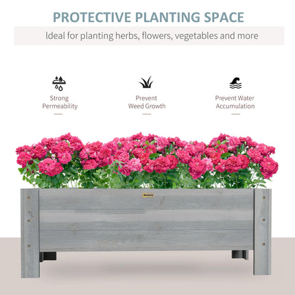 58L Fir Wood Raised Garden Bed Planter for Outdoor Patio - Grey