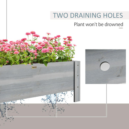 58L Fir Wood Raised Garden Bed Planter for Outdoor Patio - Grey
