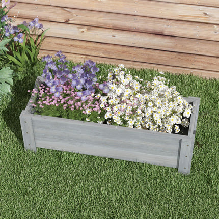 58L Fir Wood Raised Garden Bed Planter for Outdoor Patio - Grey