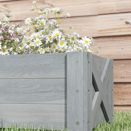 58L Fir Wood Raised Garden Bed Planter for Outdoor Patio - Grey