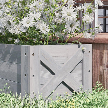 58L Fir Wood Raised Garden Bed Planter for Outdoor Patio - Grey