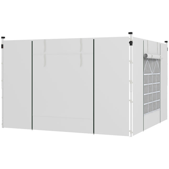 Set of 2 Gazebo Side Panels with Windows and Zipped Doors for 3x3m or 3x6m Canopy - White